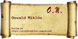 Osvald Miklós névjegykártya