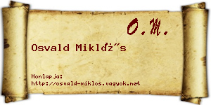 Osvald Miklós névjegykártya